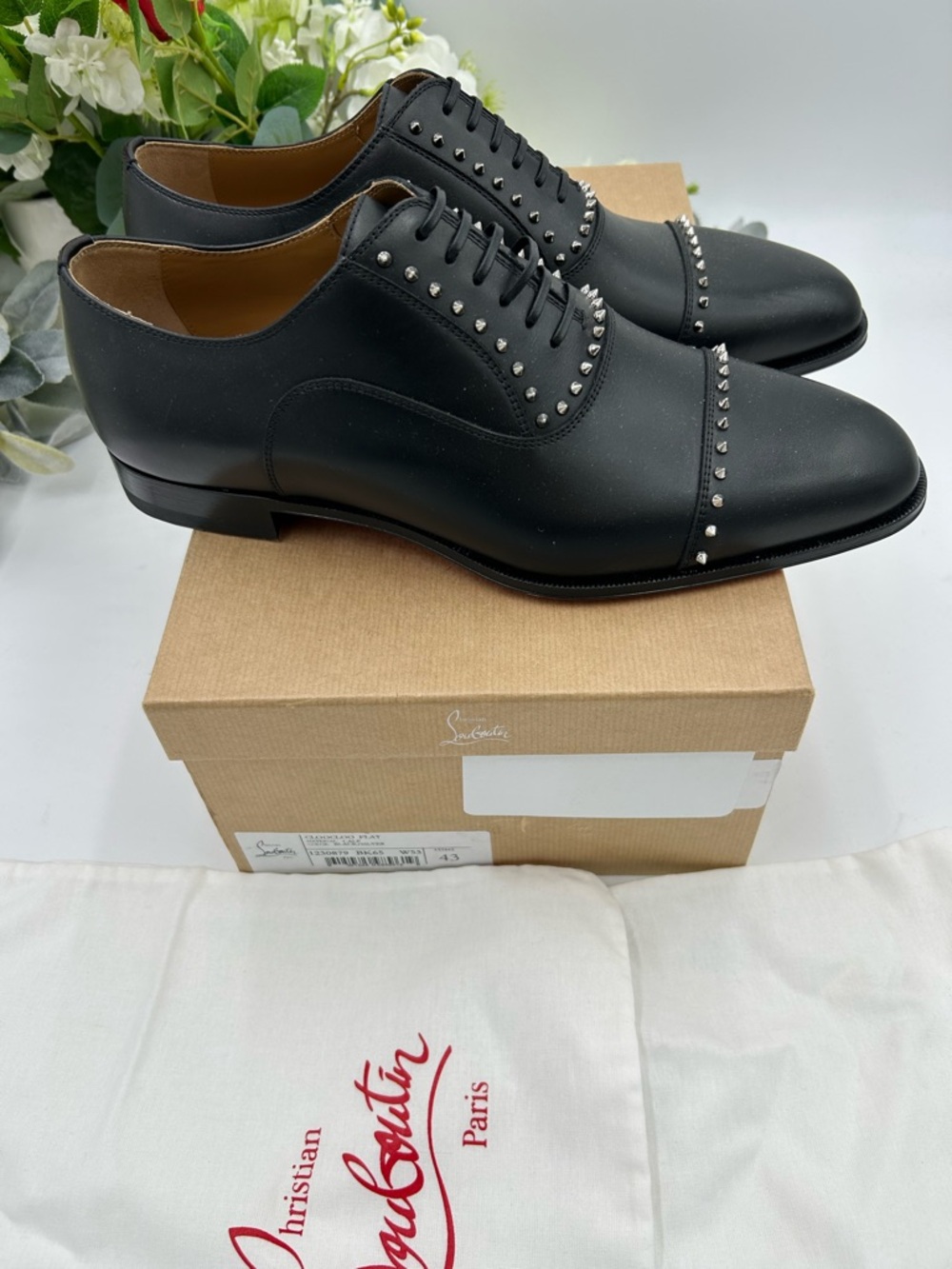 Men's Christian Louboutin CLOOCLOO spiked Leather, Oxford's size 43 made Italy - Picture 4 of 10